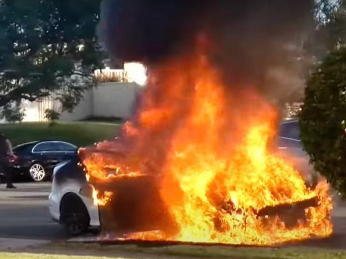 A burnt-out car was found soon after the shooting of a man at his home in southwest Sydney. 