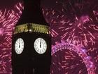 Fireworks over Big Ben and the London Eye in central London. 