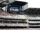  A view of the scoreboard showing total attendance  during day five of the fourth Test.