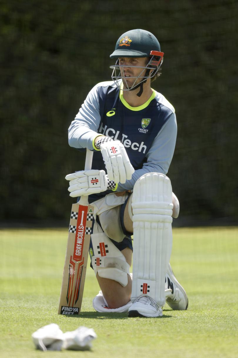 Mitchell Marsh on during an  nets session at Sydney Cricket Ground.