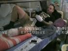 Casey Gadaleta, 38, is in a hospital bed in Kyiv after stepping on a landmine, his hand and leg bandaged.