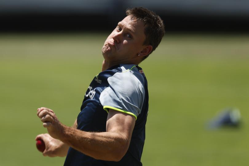 SYDNEY, AUSTRALIA - JANUARY 01: Beau Webster of Australia bowls during an Australia nets session at Sydney Cricket Ground on January 01, 2025 in Sydney, Australia. (Photo by Darrian Traynor/Getty Images)