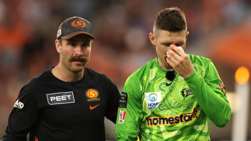 Cameron Bancroft suffered a broken nose and shoulder after his collision with teammate Daniel Sams. 