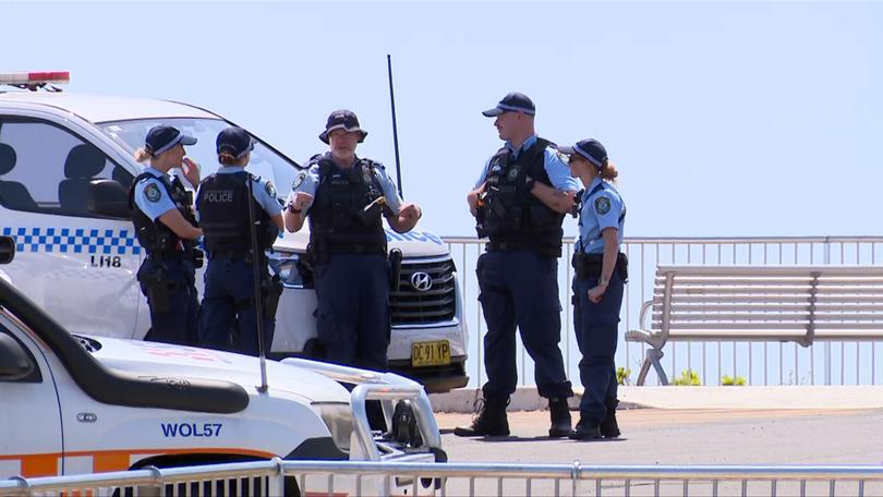 NSW Police at the scene searching for Andeliero.