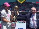 Allan Border was on stage to present the trophy, but Sunil Gavaskar was not. 