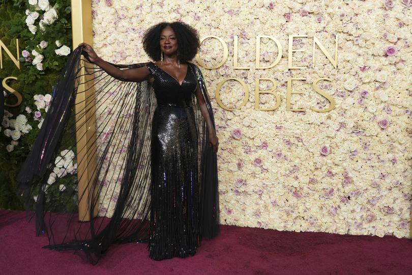 Viola Davis arrives at the 82nd Golden Globes on Sunday, Jan. 5, 2025, at the Beverly Hilton in Beverly Hills, Calif. (Photo by Jordan Strauss/Invision/AP)