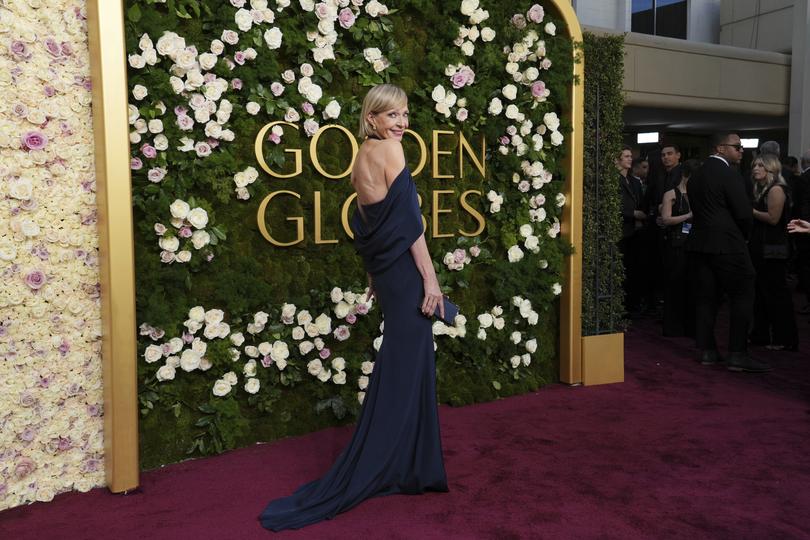 Allison Janney arrives at the 82nd Golden Globes on Sunday, Jan. 5, 2025, at the Beverly Hilton in Beverly Hills, Calif. (Photo by Jordan Strauss/Invision/AP)