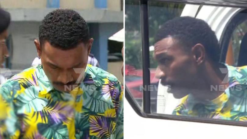 The 24-year-old male suspect was sighted entering court on Monday after he was charged with the Virgin Australia crew member’s alleged rape.