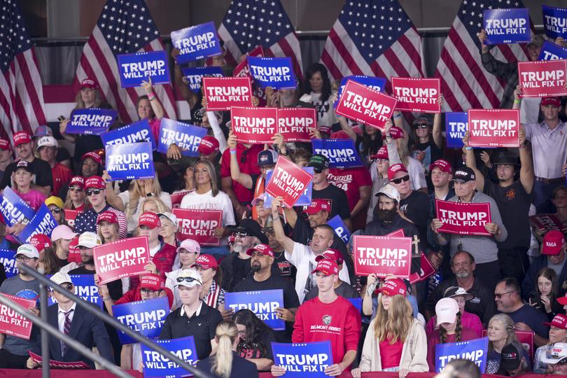 Supporters at a Donald Trump campaign rally.