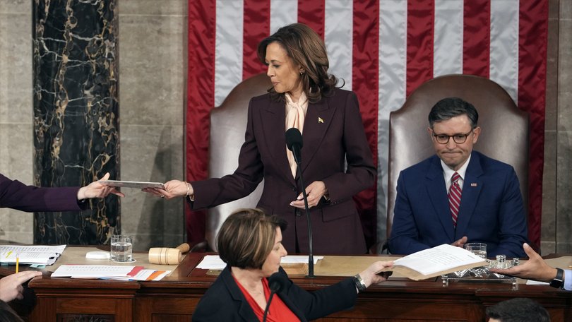 Vice President Kamala Harris oversaw a joint session of Congress to confirm the Electoral College votes of the US presidency.