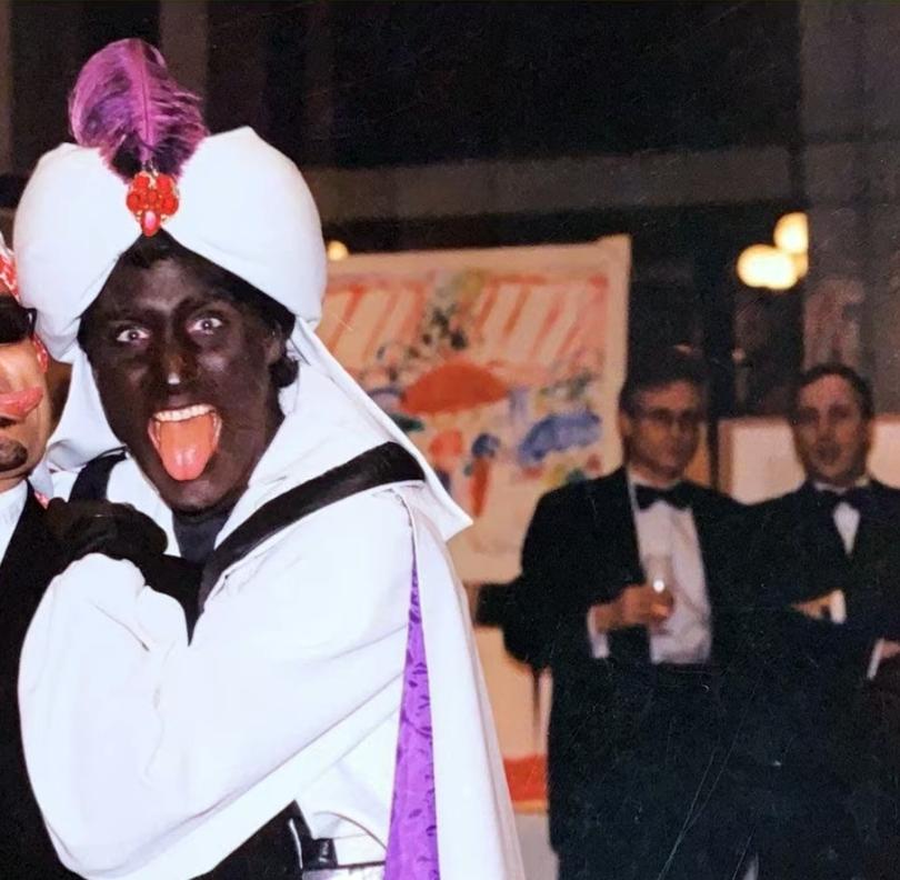 One of the images of Canadian Prime Minister Justin Trudeau in blackface at the 2001 Arabian Nights party.