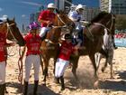 Zara Tindall was hit by a bucking horse while posing for a photo at the Magic Millions.