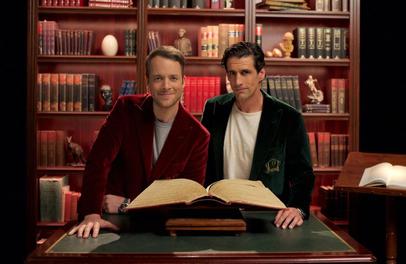 Hamish Blake and Andy Lee on set of their new show True Story with Hamish and Andy.