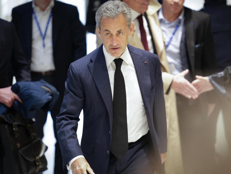 Former French president Nicolas Sarkozy arrives at Paris courthouse in Paris, on January 6, 2025, for the opening hearing of his trial on charges of accepting illegal campaign financing in an alleged pact with the late Libyan dictator Moamer Kadhafi. 