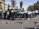 Syrians protest against changes to the public school curriculum outside the Ministry of Education in Damascus, Syria, Jan. 5, 2025. Syria’s new government has swiftly ordered changes to school curriculums. 