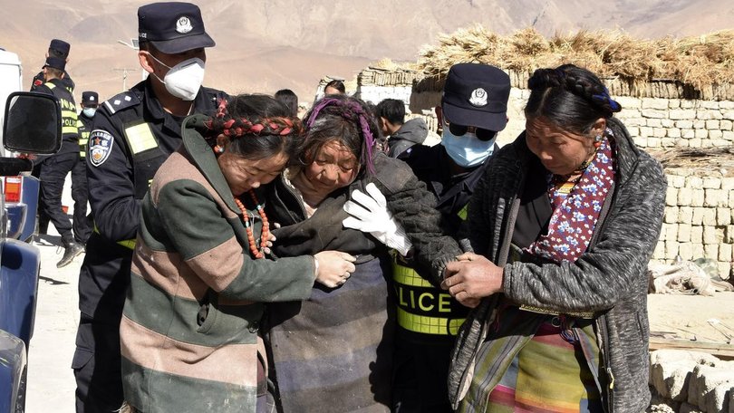 The epicentre of a large earthquake was in Tibet's Tingri county, in the foothills of the Himalayas. (AP PHOTO)