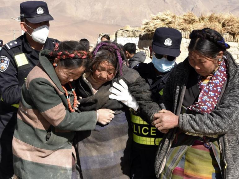 The epicentre of a large earthquake was in Tibet's Tingri county, in the foothills of the Himalayas. (AP PHOTO)