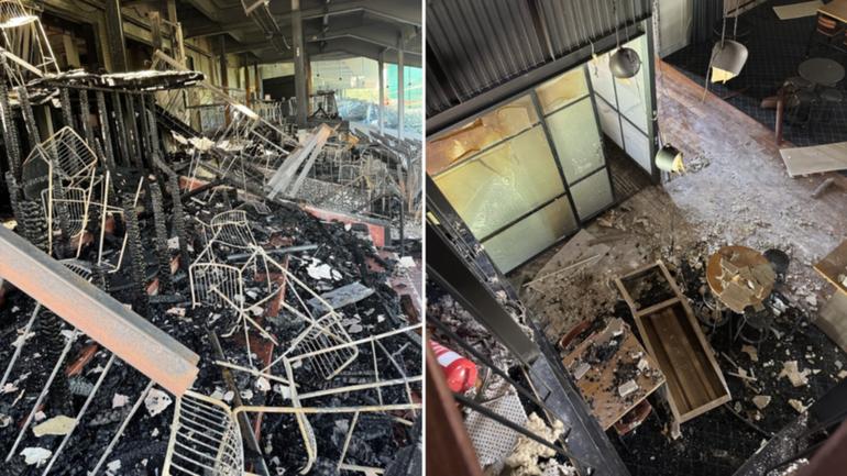 The heritage-listed stand at Caulfield Racecourse was ravaged by the fire.