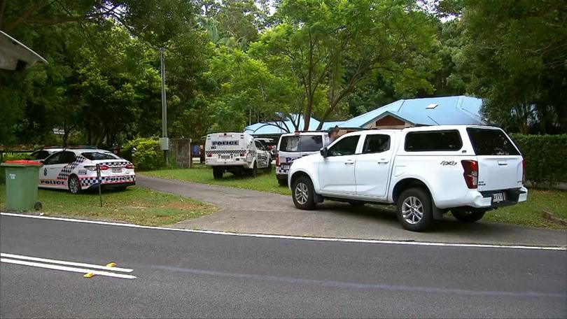 Emergency services at the scene on Trees Road in Tallebudgera. 