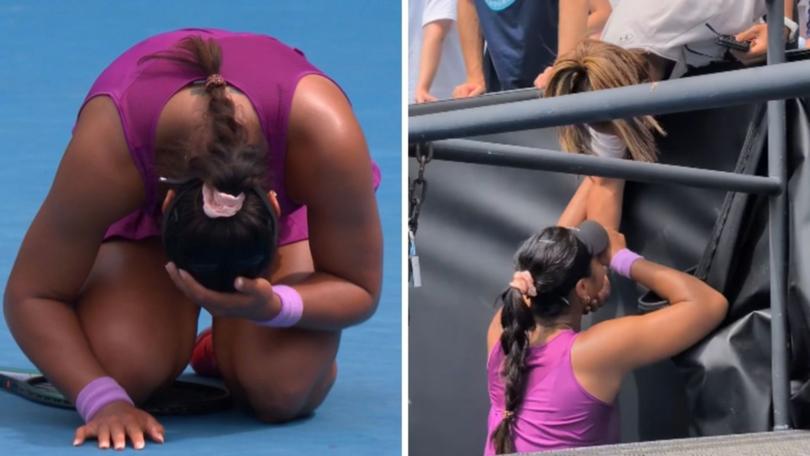 Destanee Aiava was overcome with emotion after winning through to the main draw.