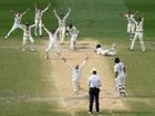 Nathan Lyon celebrates after trapping Mohammed Siraj lbw as Australia won the match during day five of the  Fourth Test.