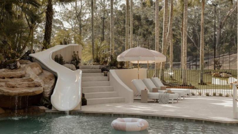 Designed with family holidays in mind, the swimming pool includes a slide. 