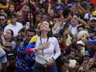 Venezuelan opposition leader Maria Corina Machado addresses supporters at a protest against President Nicolas Maduro in Caracas, Venezuela on Thursday.