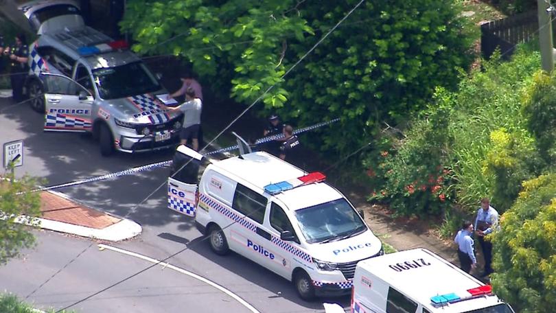 Two people have been shot, including a police officer, during an altercation in Brisbane’s south. 