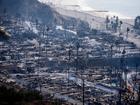 Businesses and homes burned along the Pacific Coast Highway in the Pacific Palisades neighborhood of Los Angeles on Thursday. 