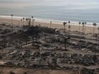 A view of the remains of homes destroyed by the Palisades wildfire in the Pacific Palisades neighborhood of Los Angeles.