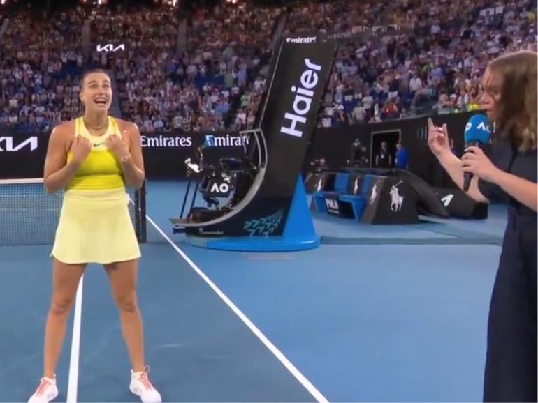 Aryna Sabalenka produced a live version of one of her TikTok videos.