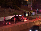 A car caught fire following a crash on Leach Hwy.