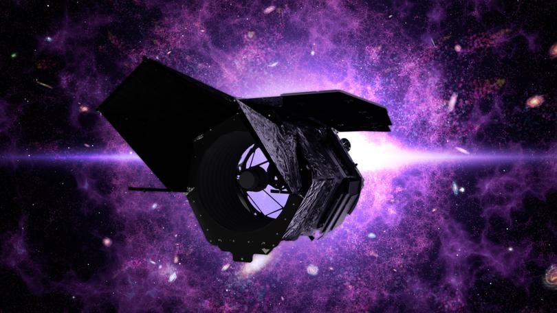 Sytlised animation of how The Nancy Grace Roman Space Telescope will operate in space.