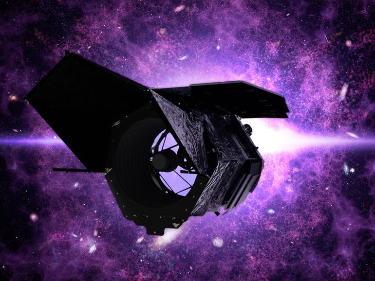 Sytlised animation of how The Nancy Grace Roman Space Telescope will operate in space.