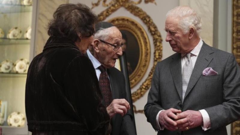 King Charles has met a Holocaust survivor during a reception at Buckingham Palace.