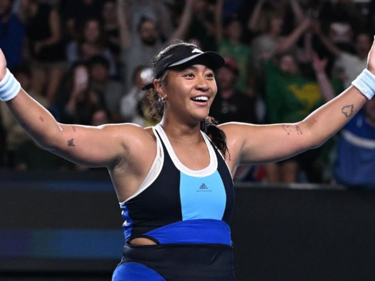 Destanee Aiava celebrates her first ever grand slam win.