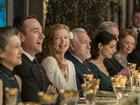 Brian Cox, Hiam Abbass, Matthew Macfadyen, and Sarah Snook in Succession season 1.