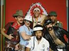 The original members of the American disco group The Village People, from left to right: Randy Jones (the cowboy); David Hodo (the construction worker); Felipe Rose (the American Indian); Victor Willis (the cop); Glenn Hughes (the leatherman) and Alexander Briley (the G.I.). 