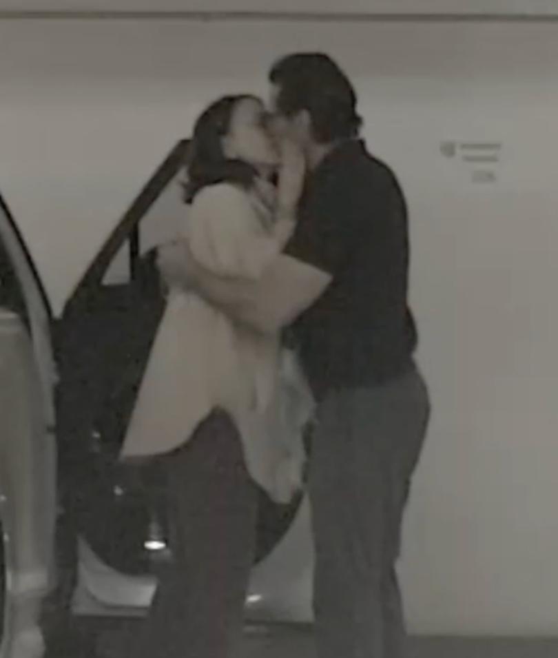 The pair were record making out in the carpark outside a Los Angeles In-N-Out burger joint on Sunday night.