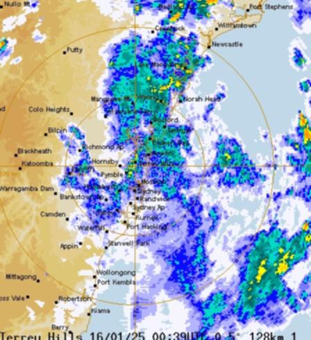 The Bureau of Meteorology shows the coastal area of NSW is covered.