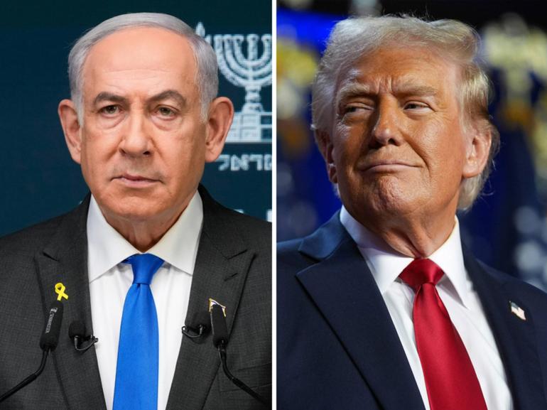 Israeli PM Benjamin Netanyahu and Donald Trump.