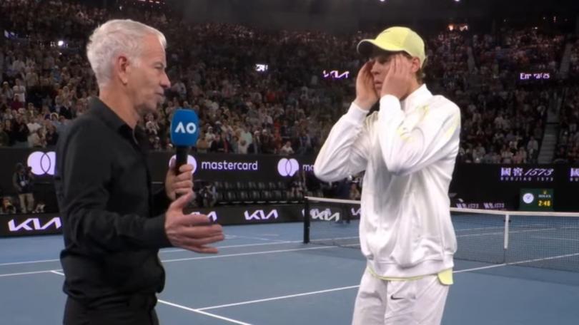 John McEnroe’s interview with Jannik Sinner didn’t get off to the best start. 