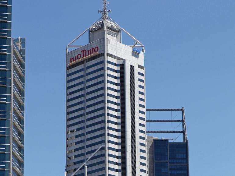 Exterior  shots only of Rio Tinto signage on top of Central Park Tower .