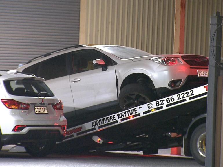 The alleged stolen Subaru was damaged during the car chase.