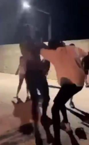 Liam Ryan (r) allegedly fighting.