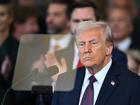 US President Donald Trump speaks after being sworn in as the 47th President in the US Capitol Rotunda.