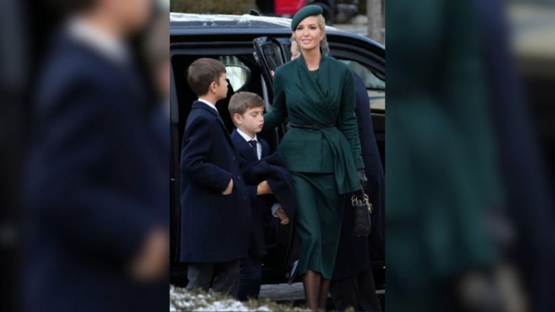 First Lady Melania Trump wasn’t the only attendee in an eye-catching hat. Ivanka Trump opted for a forest green beret. 