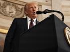 US President Donald Trump speaks during inauguration ceremonies in the Rotunda of the US Capitol.