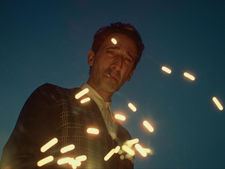 The Brutalist film stills, starring Adrien Brody, Guy Pearce, Felicity Jones and Joe Alwyn UPI