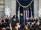 President Donald Trump delivers his inaugural address.